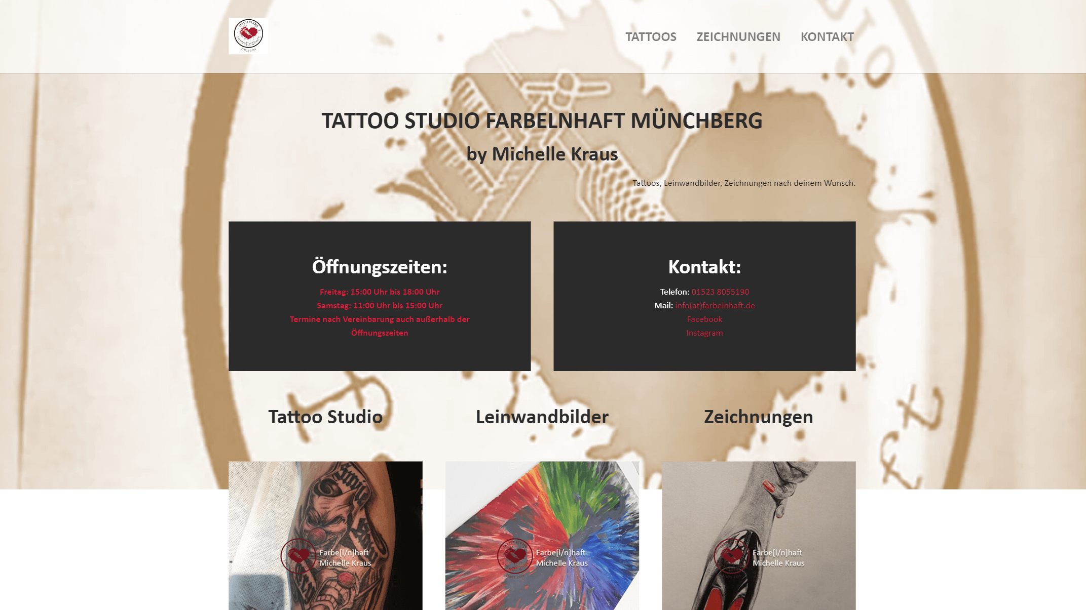 Website von Tattoo Studio Farbe[l/n]haft aus Münchberg